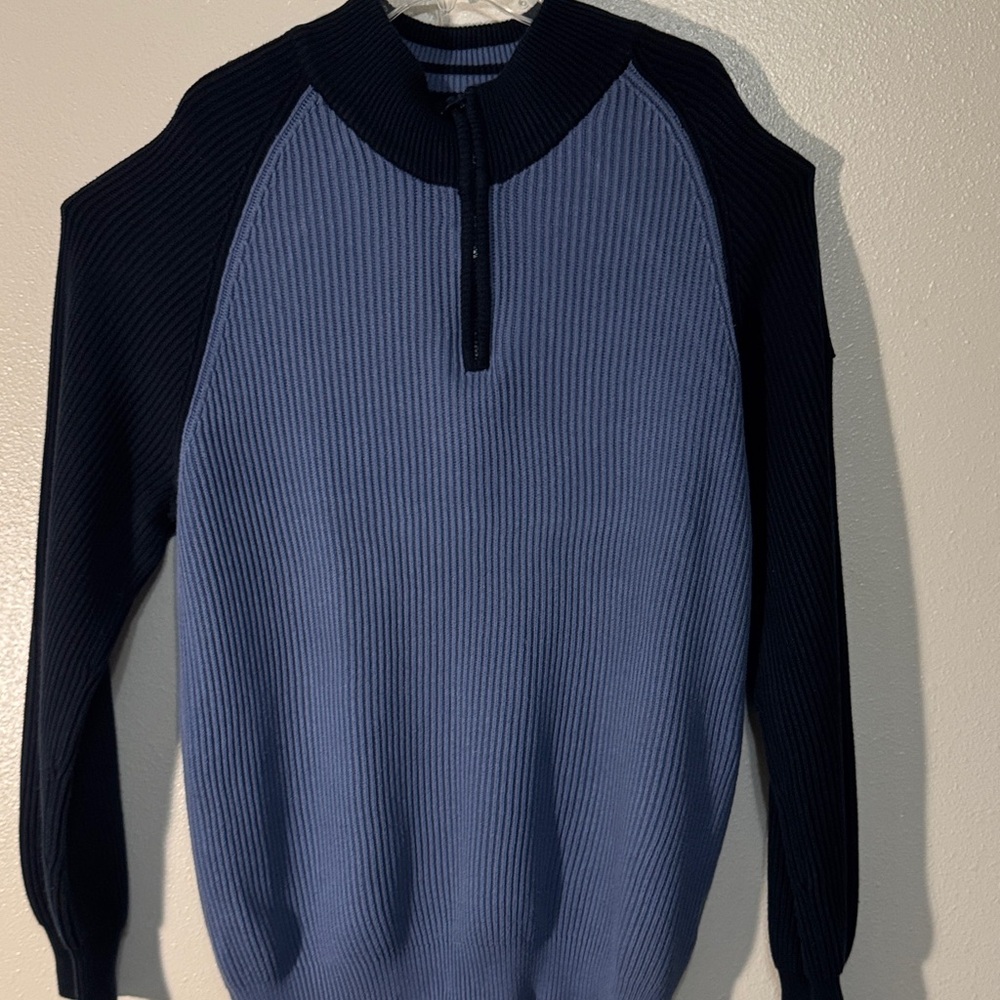 Nautica Men's Blue and Black Zip-Up Sweater